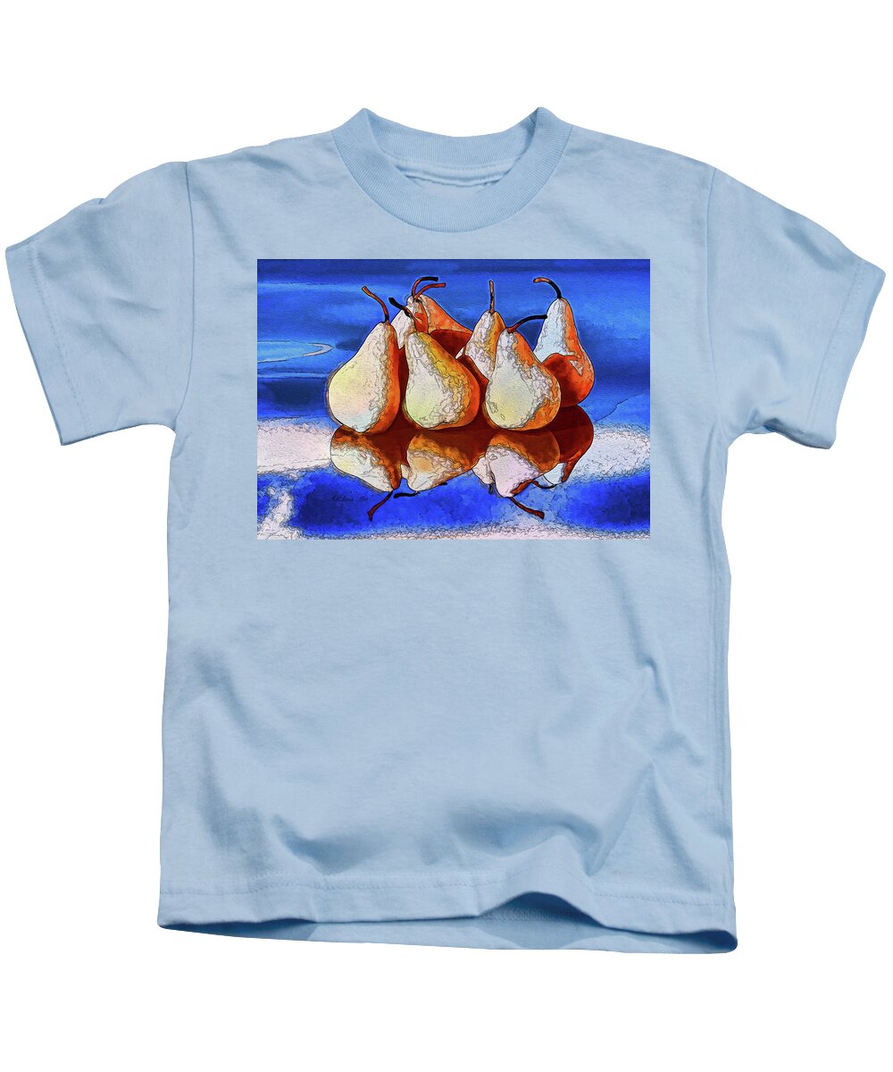Pears Kids T-Shirt featuring the digital art 7 Golden Pears by OLena Art by Lena Owens - Vibrant DESIGN