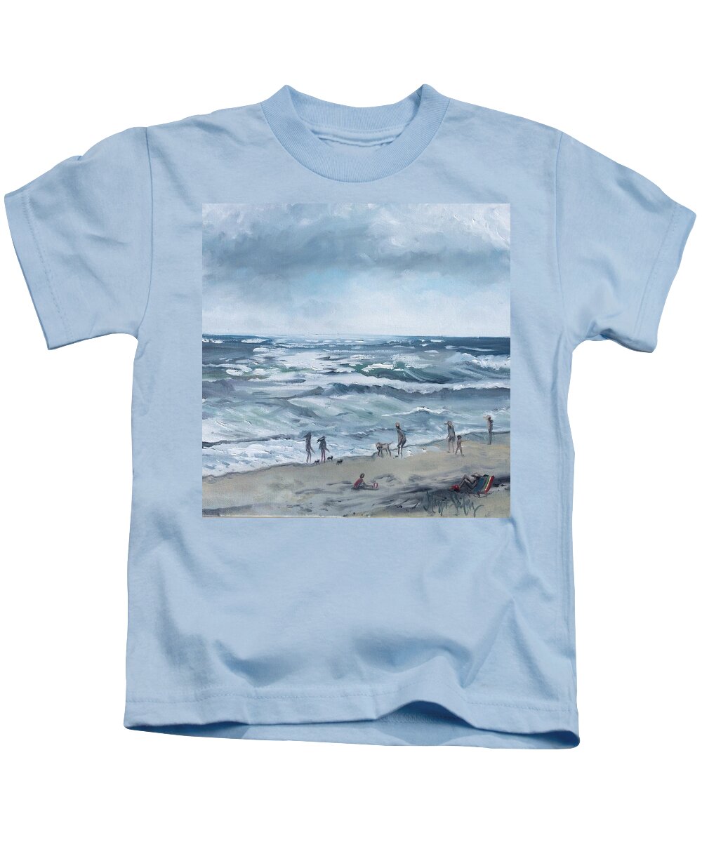 Ocean Kids T-Shirt featuring the painting Peek of Blue by Maggii Sarfaty