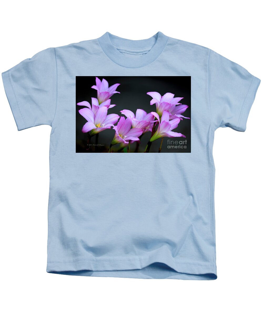 Zephyranthes Kids T-Shirt featuring the photograph Pink Fairy Lilies by Richard J Thompson