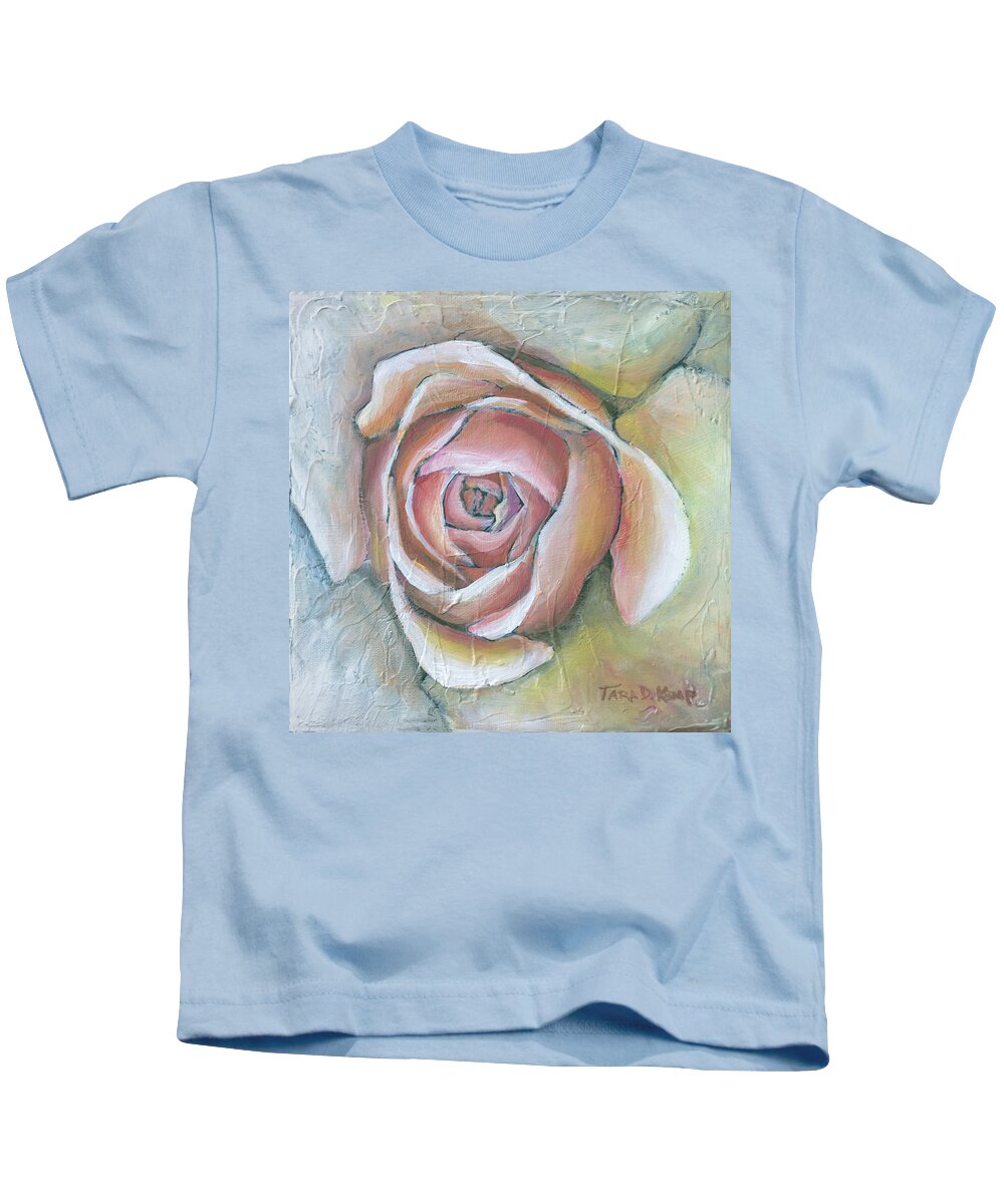 Tara Kids T-Shirt featuring the painting Pink Rose by Tara D Kemp