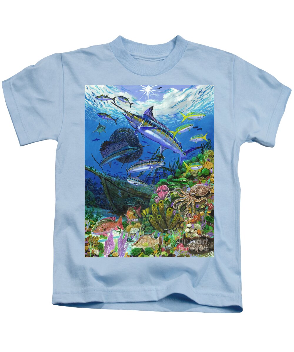 Marlin Kids T-Shirt featuring the painting Pirates Reef by Carey Chen