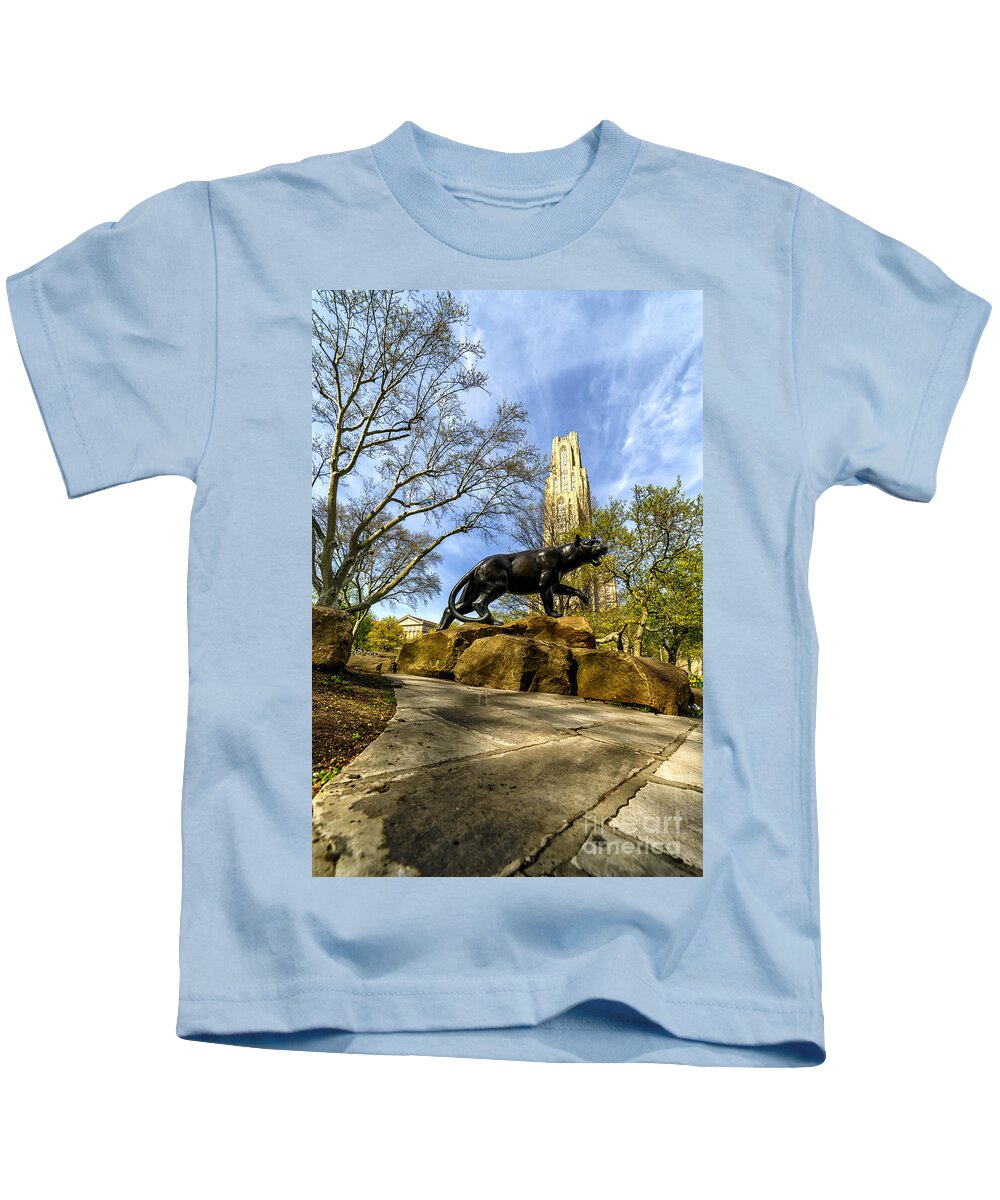 Cathedral Of Learning Kids T-Shirt featuring the photograph Pitt Panther Cathedral of Learning by Thomas R Fletcher