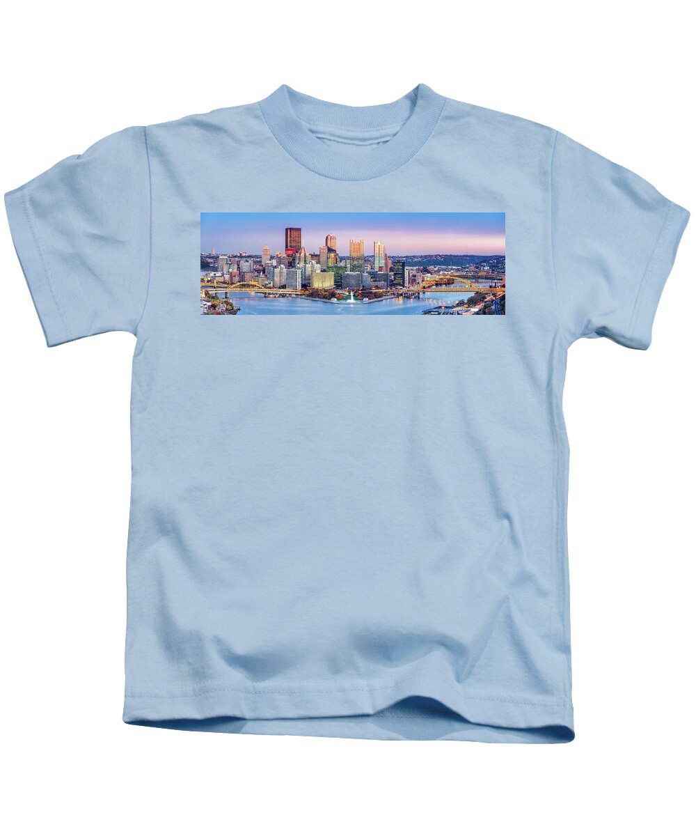 Allegheny Kids T-Shirt featuring the photograph Pittsburgh skyline by Mihai Andritoiu