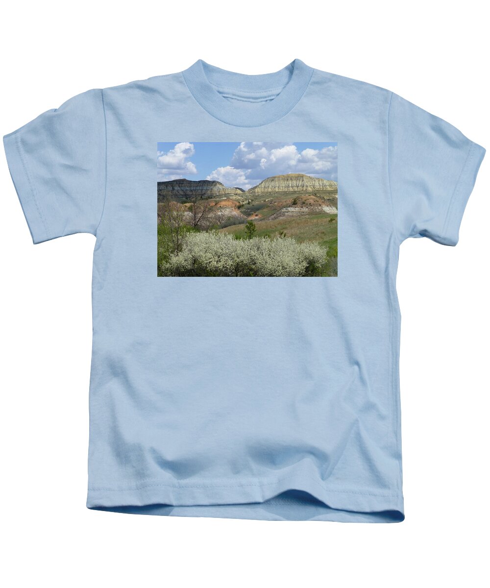 North Dakota Kids T-Shirt featuring the photograph Plum Thicket near the Burning Coal Vein by Cris Fulton