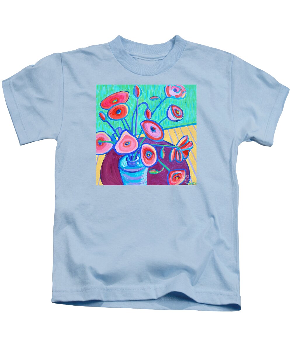 Poppies Kids T-Shirt featuring the painting Poppies on the Back Porch by Debra Bretton Robinson