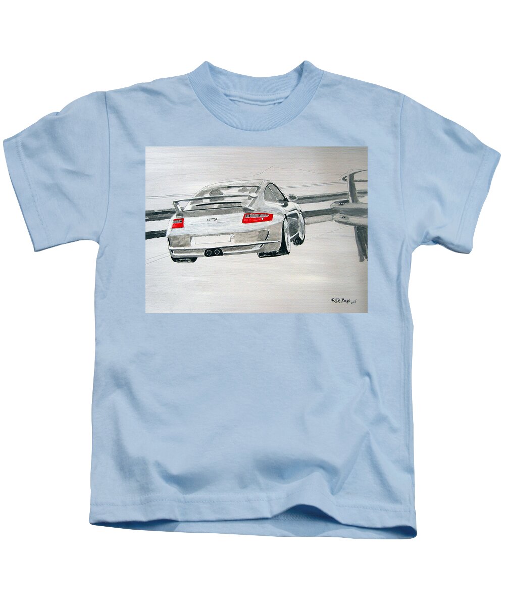 Porsche Gt3 Kids T-Shirt featuring the painting Porsche GT3 by Richard Le Page
