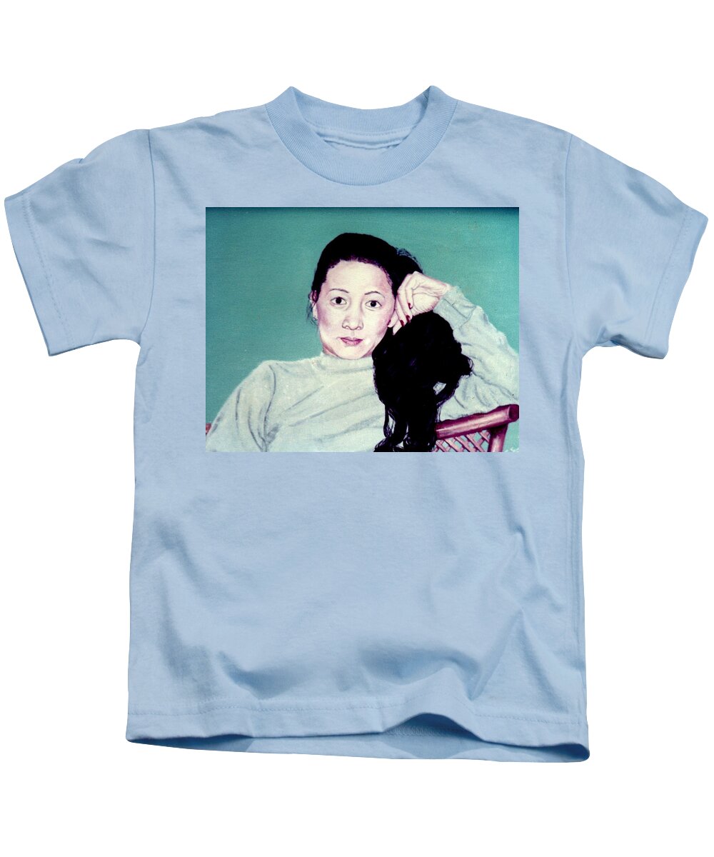 Portrait Kids T-Shirt featuring the painting PORTRAIT OF A Philippines LADY by Mackenzie Moulton