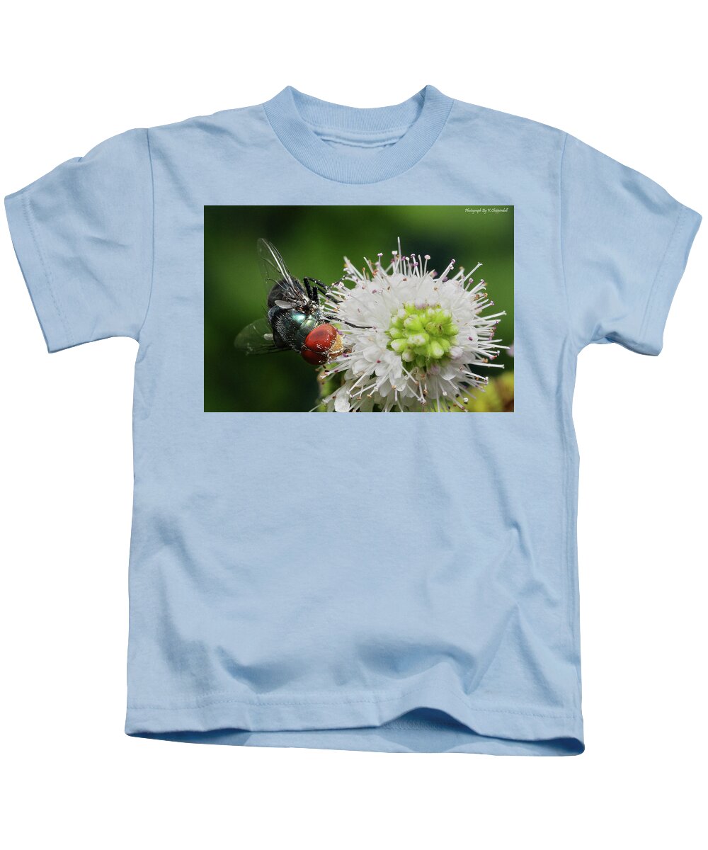 Flies Kids T-Shirt featuring the digital art Red eyes 999 by Kevin Chippindall