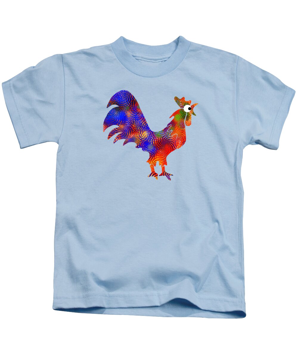 Rooster Kids T-Shirt featuring the mixed media Red Rooster Art by Christina Rollo