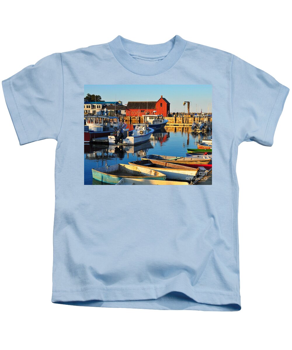 Rockport Kids T-Shirt featuring the photograph Rockport Harbor by Steve Brown