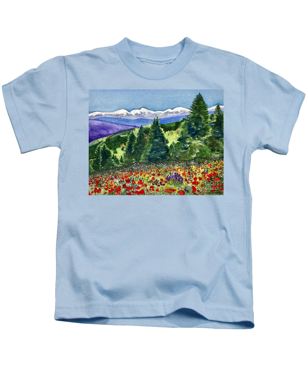 Flowers Kids T-Shirt featuring the painting Rocky Mountain High by Sue Carmony