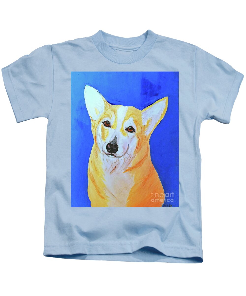 Dog Kids T-Shirt featuring the painting Roxy Date With Paint Mar 19 by Ania M Milo