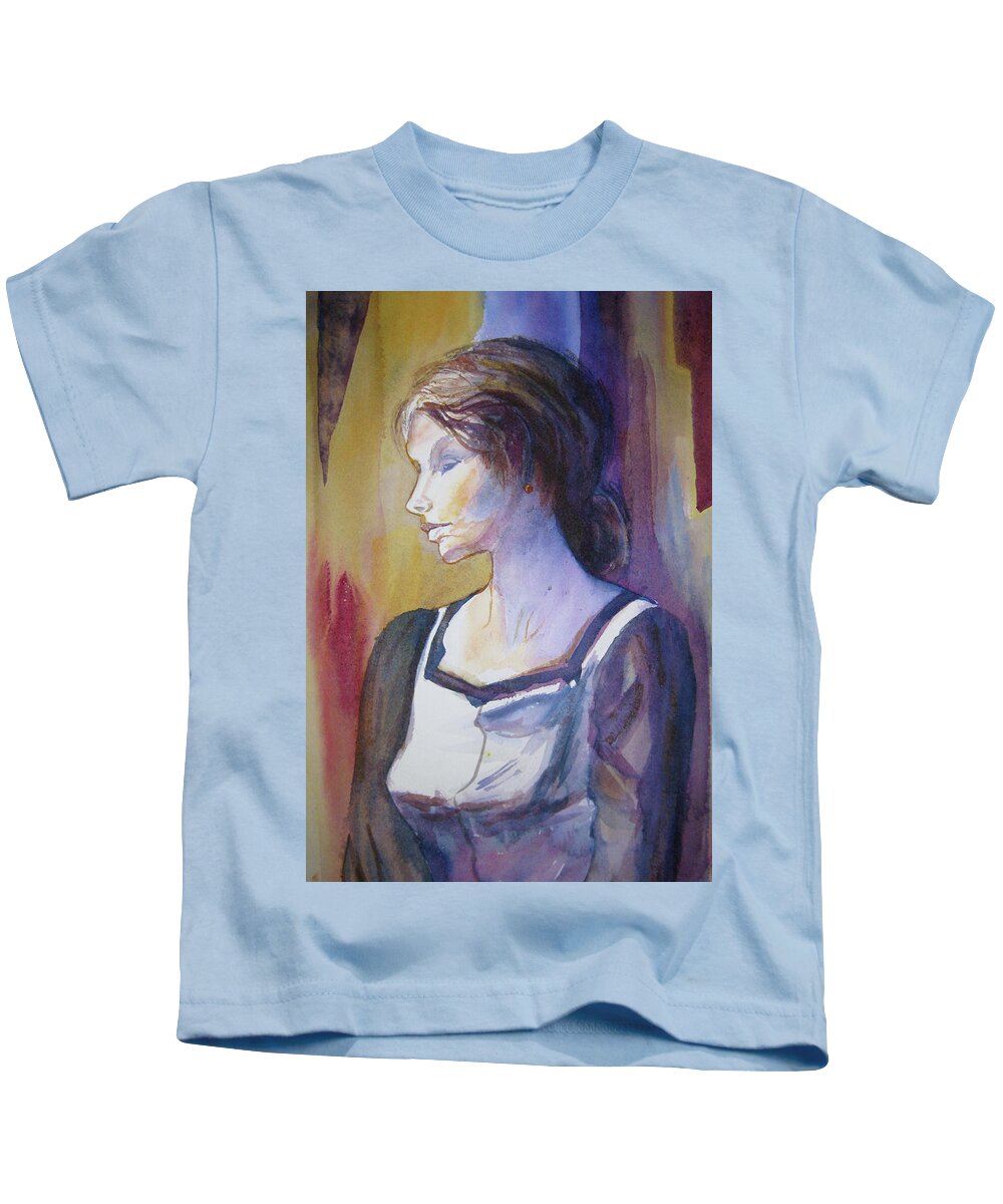 Woman Kids T-Shirt featuring the painting Sarah Sees by Carole Johnson