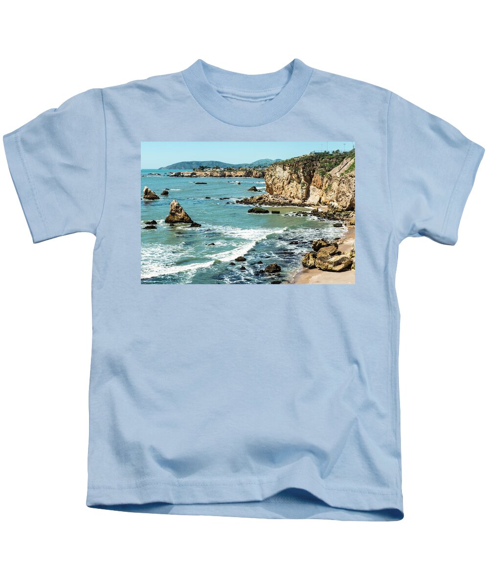 Sea Kids T-Shirt featuring the photograph Sea and Cliffs by Paul Johnson