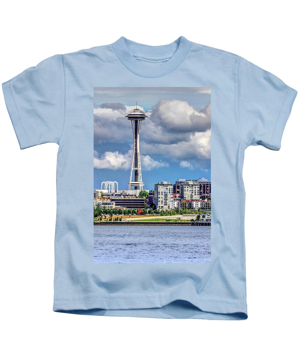 Seattle Kids T-Shirt featuring the photograph Seattle Space Needle HDR by Rob Green