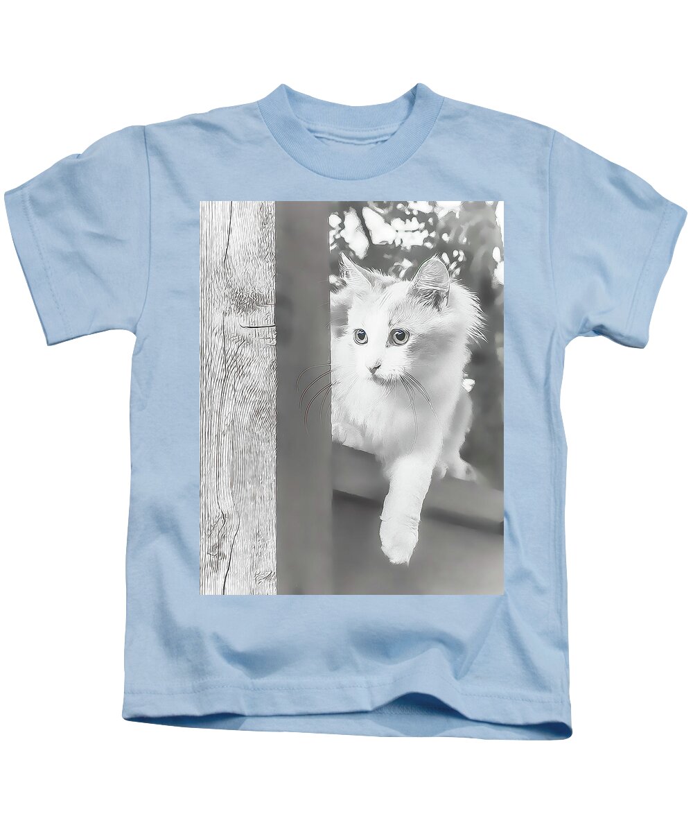 Kitty Kids T-Shirt featuring the photograph Sneak Peek by Jennifer Grossnickle