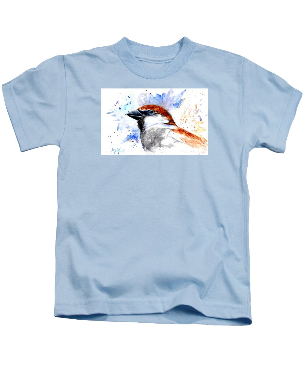 Bird Kids T-Shirt featuring the painting Splendid Sparrow by Marsha Karle