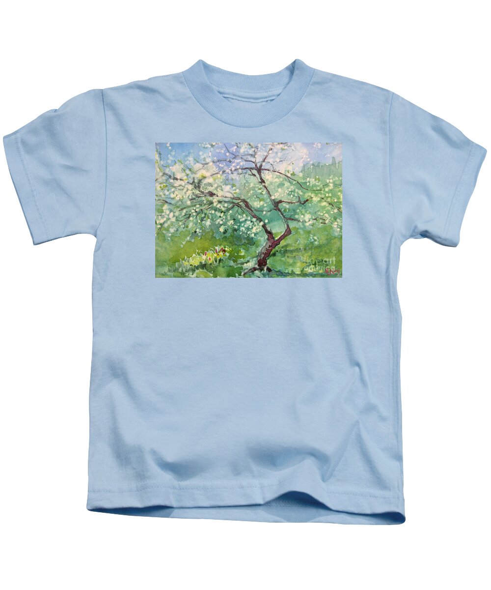 Plum Tree Kids T-Shirt featuring the painting Spring Plum by Elizabeth Carr