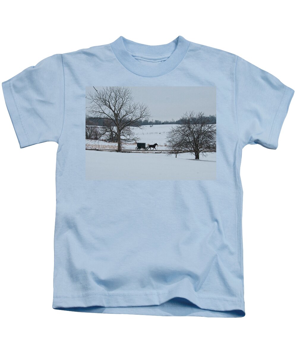 Winter Kids T-Shirt featuring the photograph Stark Winter Buggy by David Arment