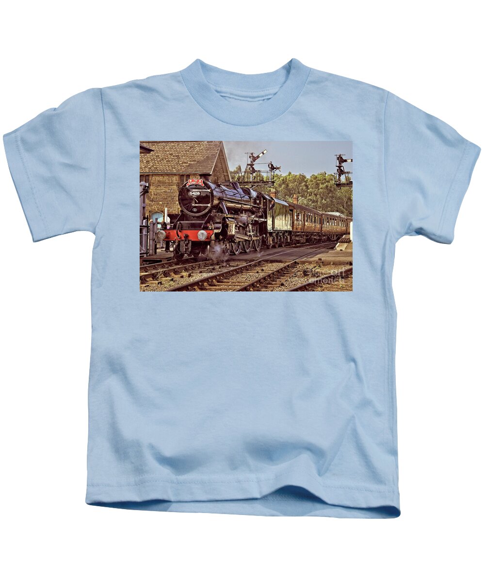 Steam Engine Kids T-Shirt featuring the photograph Steam Loco On Yorkshire Railway by Martyn Arnold