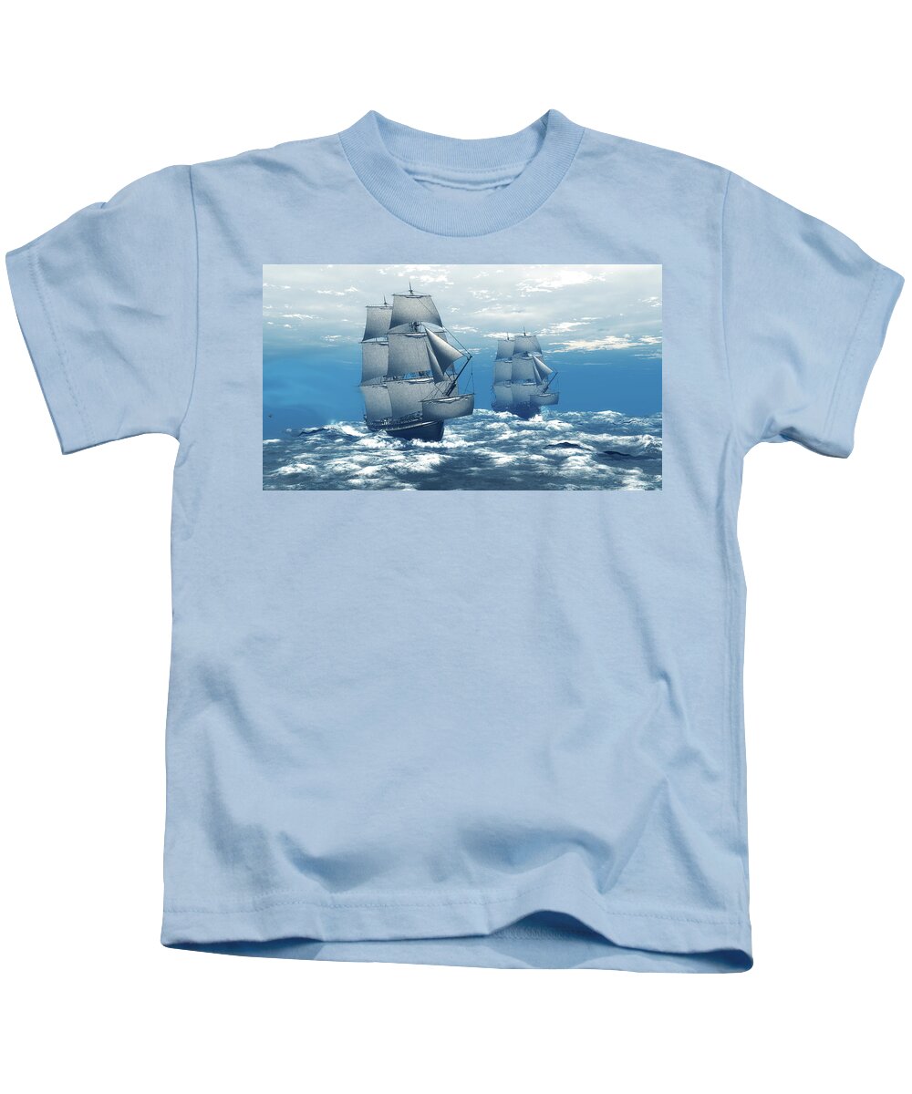 Stormy Sea Kids T-Shirt featuring the digital art Stormy Sea by John Junek