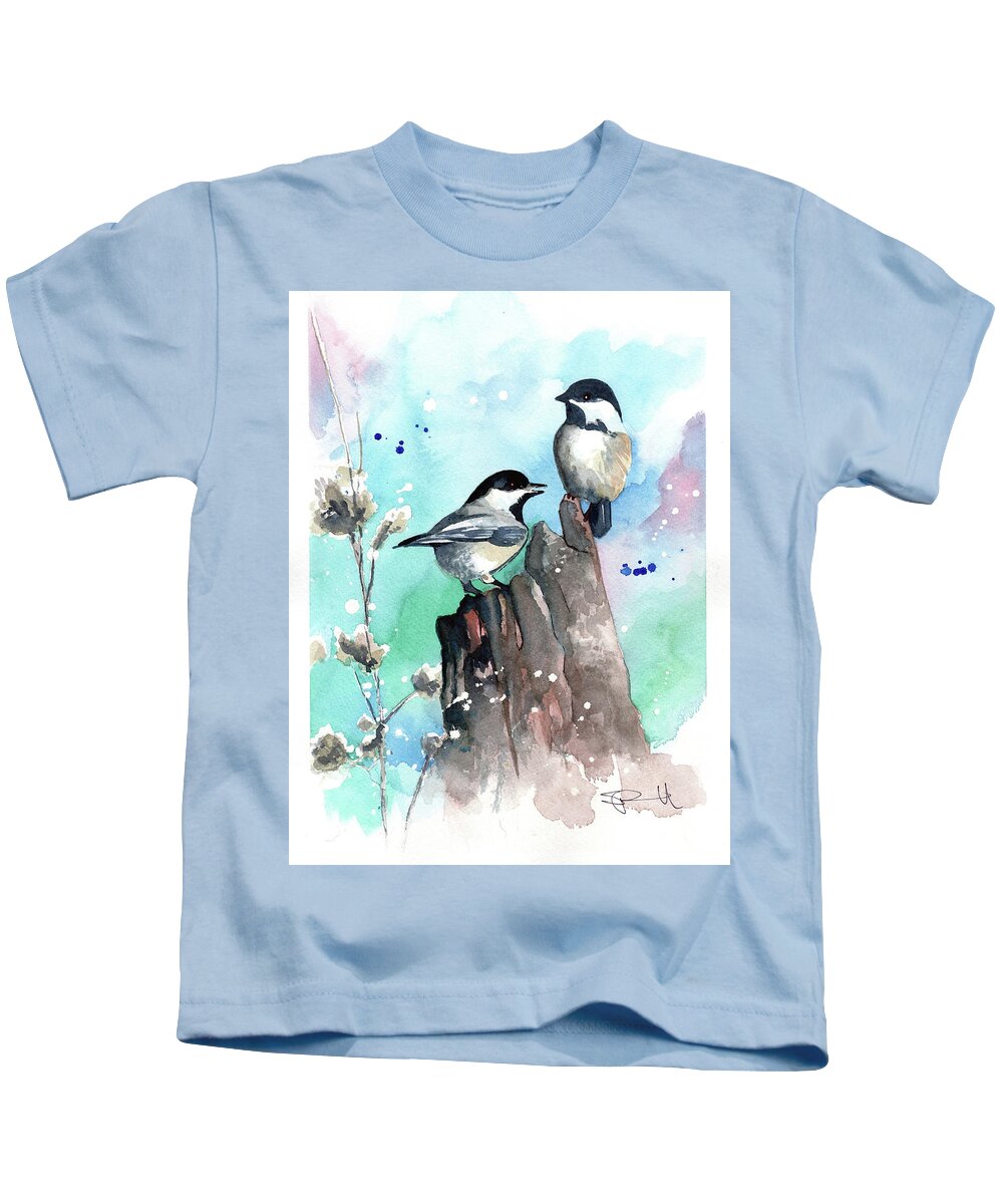 Bird Kids T-Shirt featuring the painting Stump by Sean Parnell