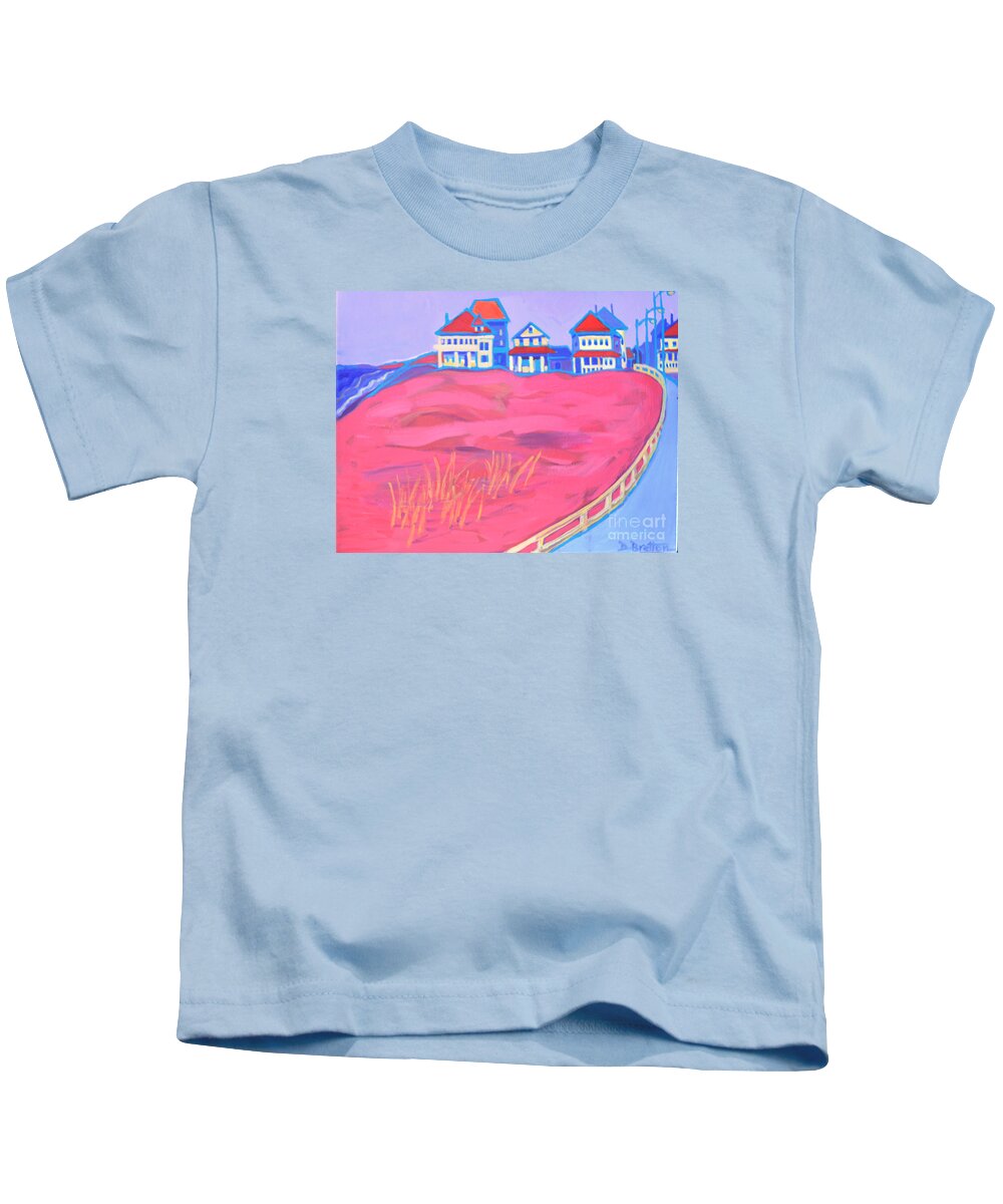 Beach Kids T-Shirt featuring the painting Summer Porches Hampton Beach by Debra Bretton Robinson