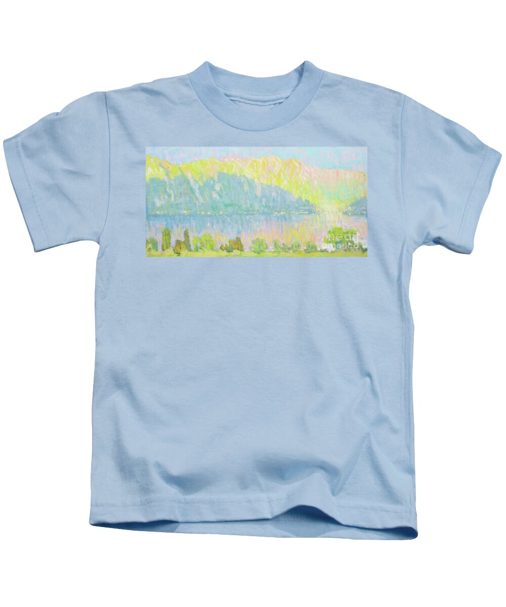 Lake Como Kids T-Shirt featuring the painting Sunday Regatta by Jerry Fresia
