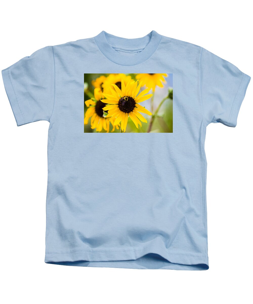 Bumble Bee Kids T-Shirt featuring the photograph Sunflower Bee by Mindy Musick King