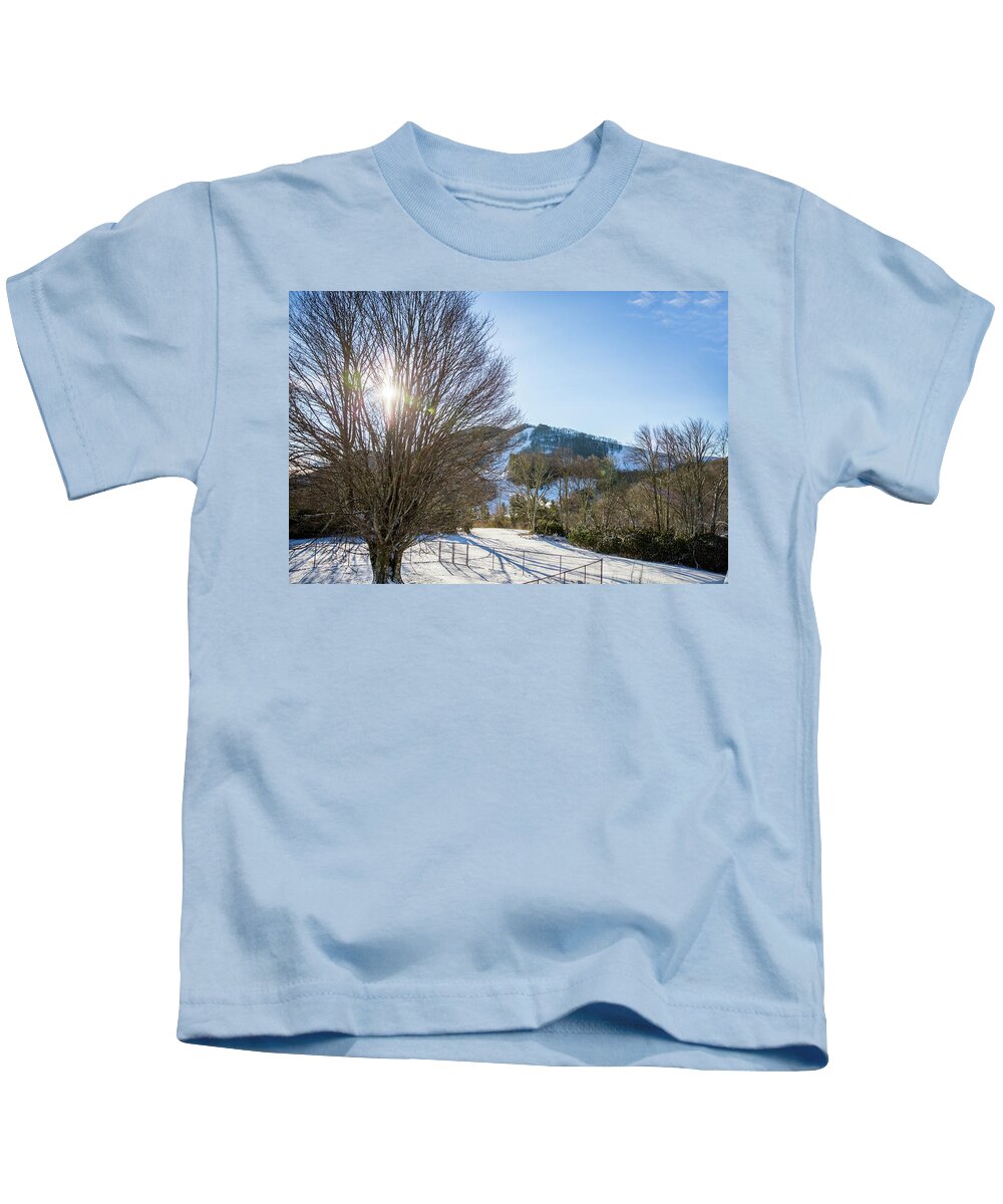 Cataloochee Ski Kids T-Shirt featuring the photograph Sunrise Over Cataloochee Ski by D K Wall