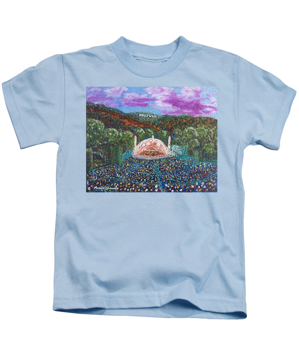 Hollywood Bowl Kids T-Shirt featuring the painting The Bowl by Amelie Simmons