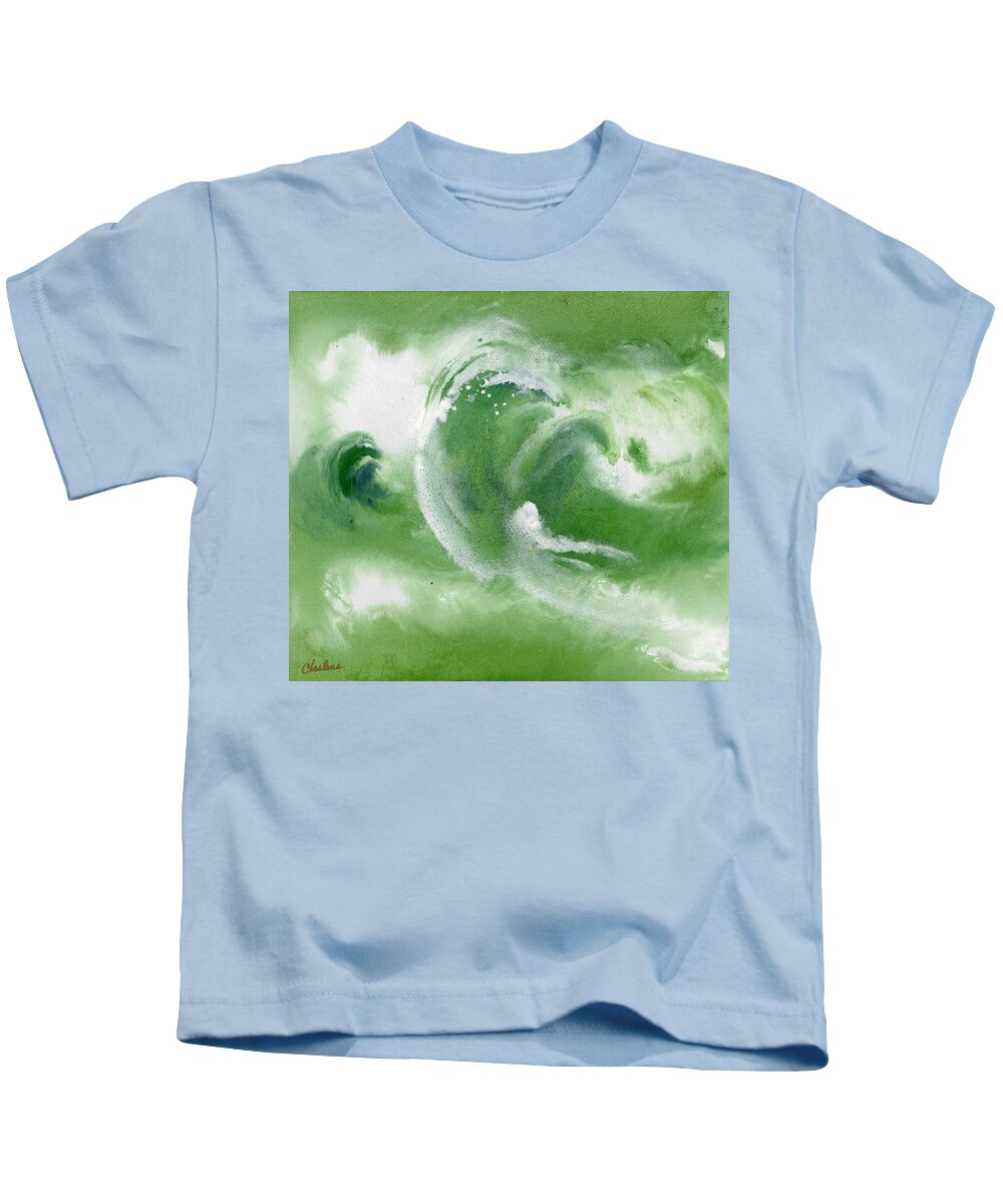 Ocean Wave Kids T-Shirt featuring the painting The Wave by Charlene Fuhrman-Schulz