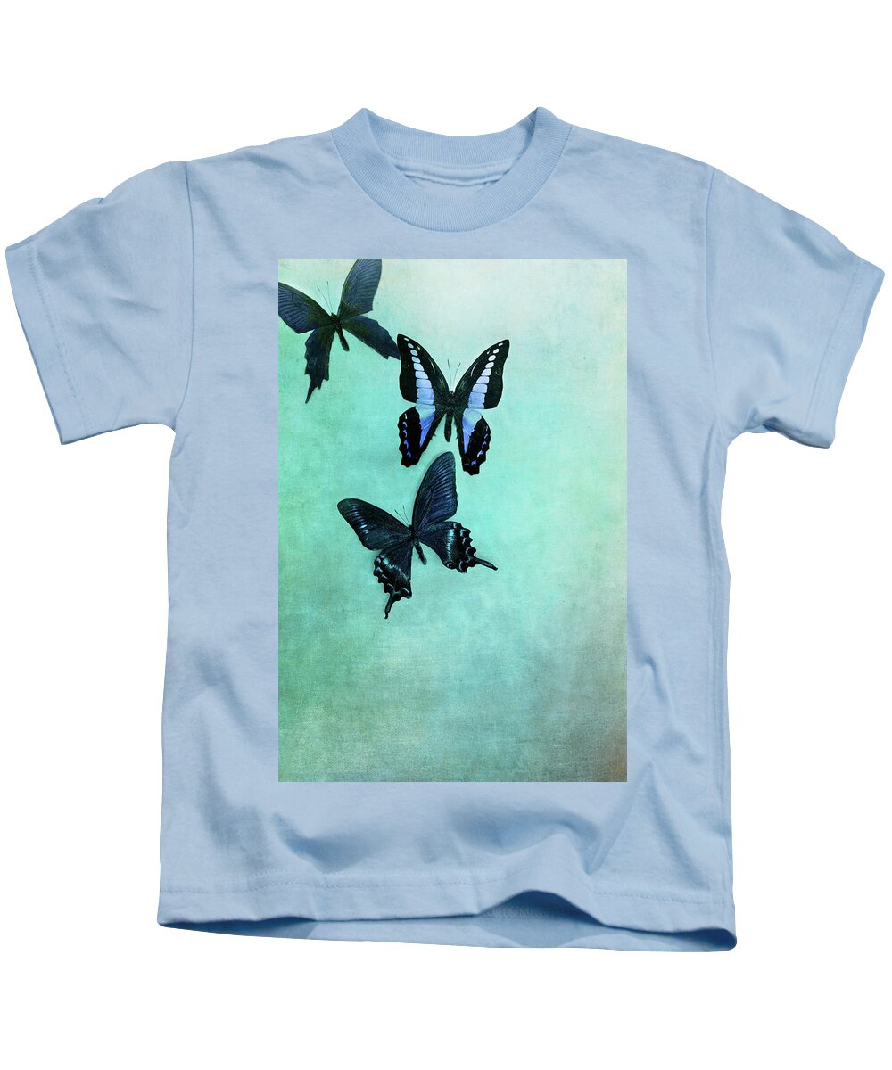 Butterfly Kids T-Shirt featuring the photograph Three Butterflies by Stephanie Frey