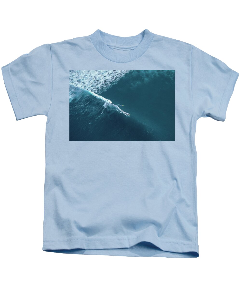 Helicopter Overview Kids T-Shirt featuring the photograph Tow Surf - Sunset Beach by Sean Davey