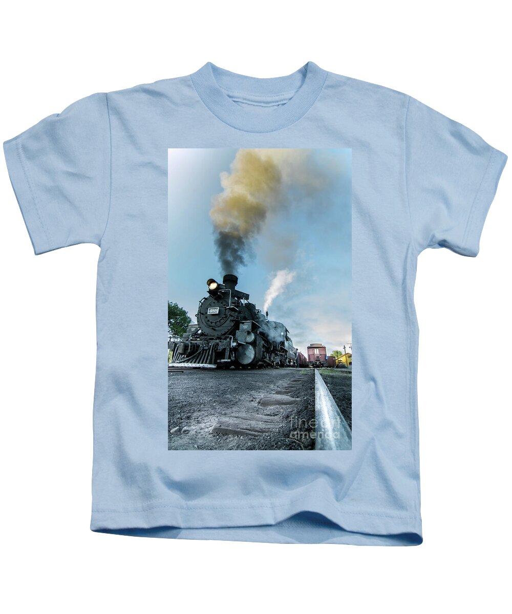 Transportation Kids T-Shirt featuring the photograph Train From the Rail by Robert Frederick