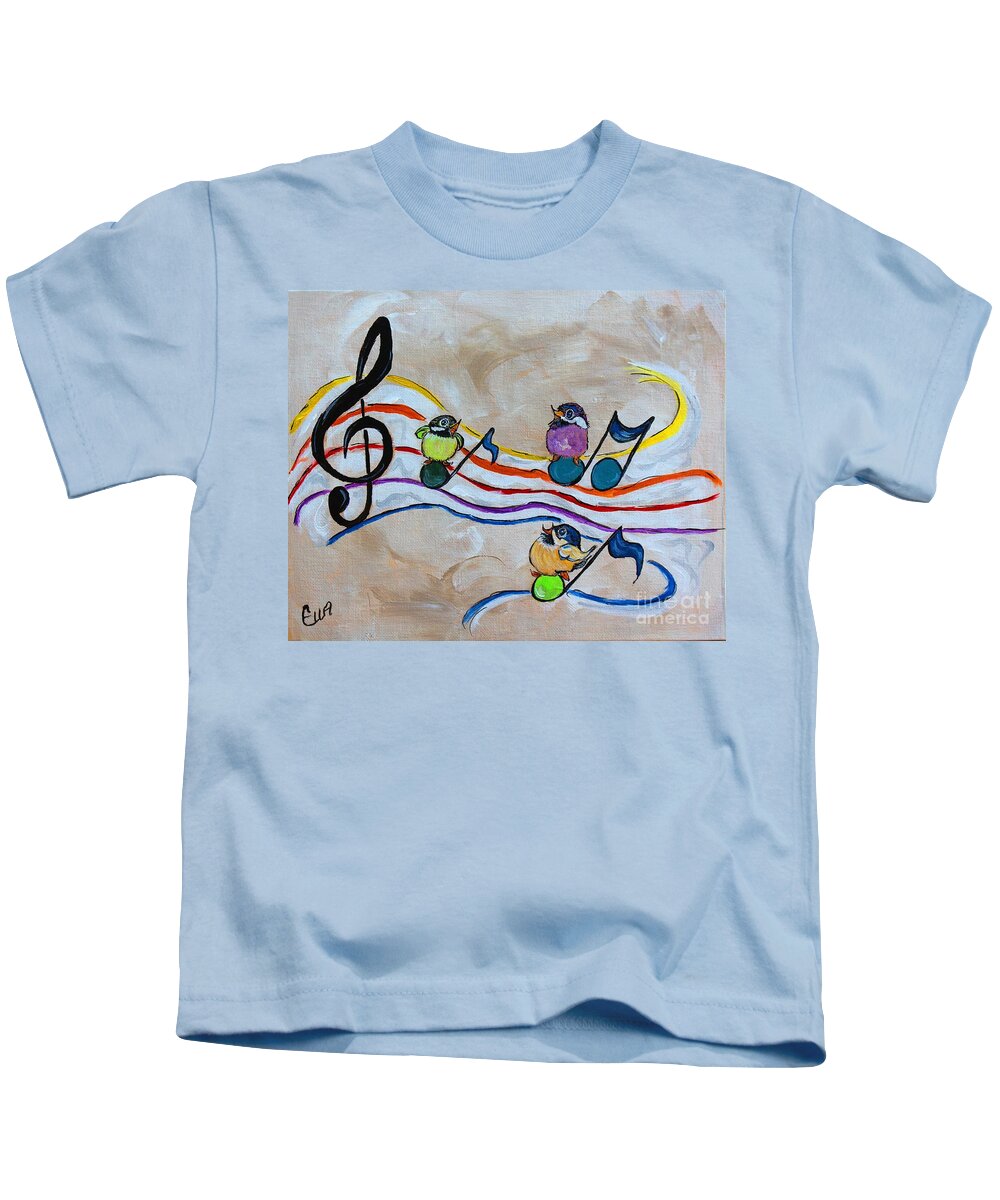 Painting Kids T-Shirt featuring the painting Treble Clef Trio by Ella Kaye Dickey