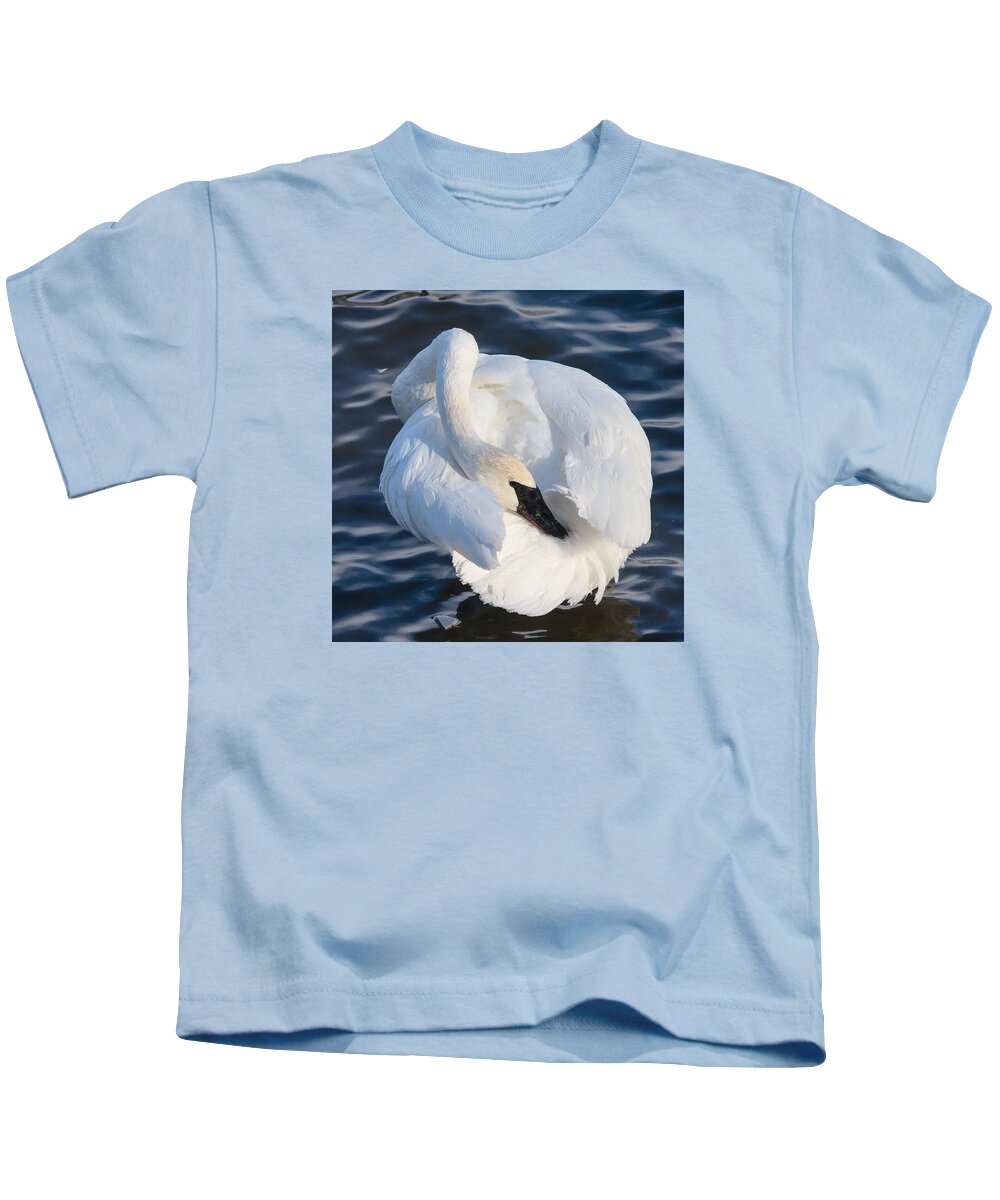 Animals Kids T-Shirt featuring the photograph Trumper Swan by Rikk Flohr