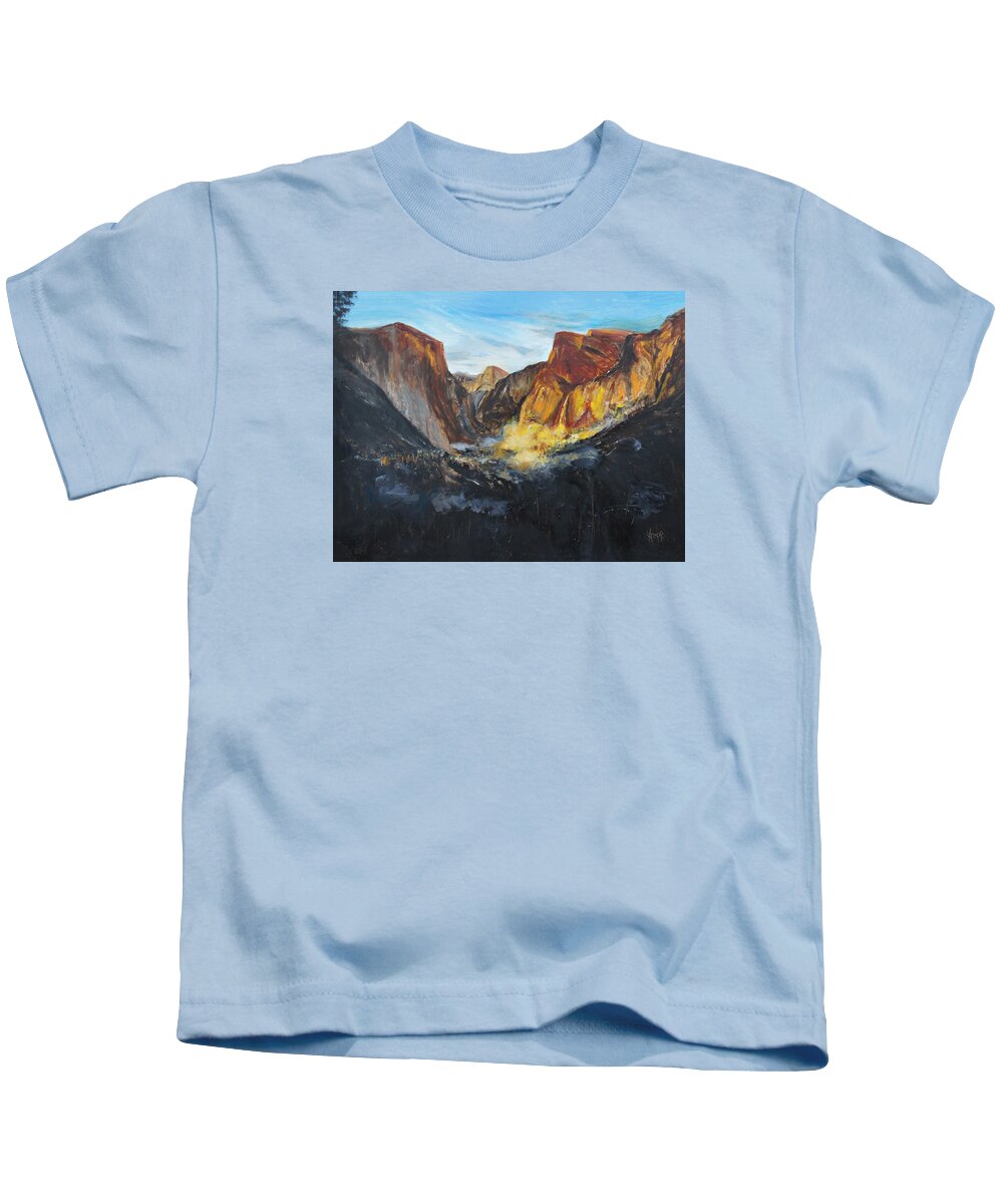 Yosemite Tunnel Overlook Kids T-Shirt featuring the painting Tunnel Overlook by Kathy Knopp