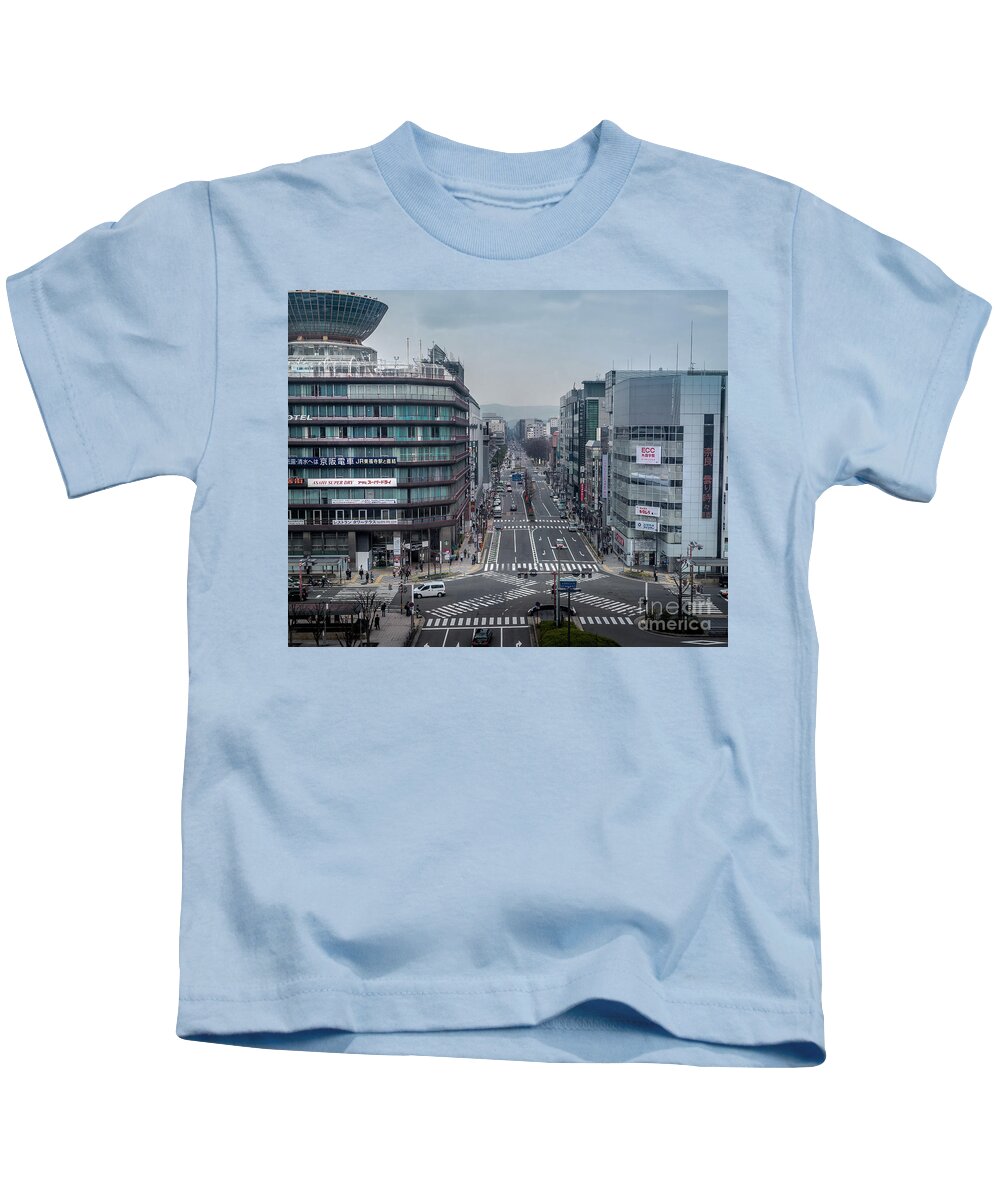 Kyoto Kids T-Shirt featuring the photograph Urban Avenue, Kyoto Japan by Perry Rodriguez