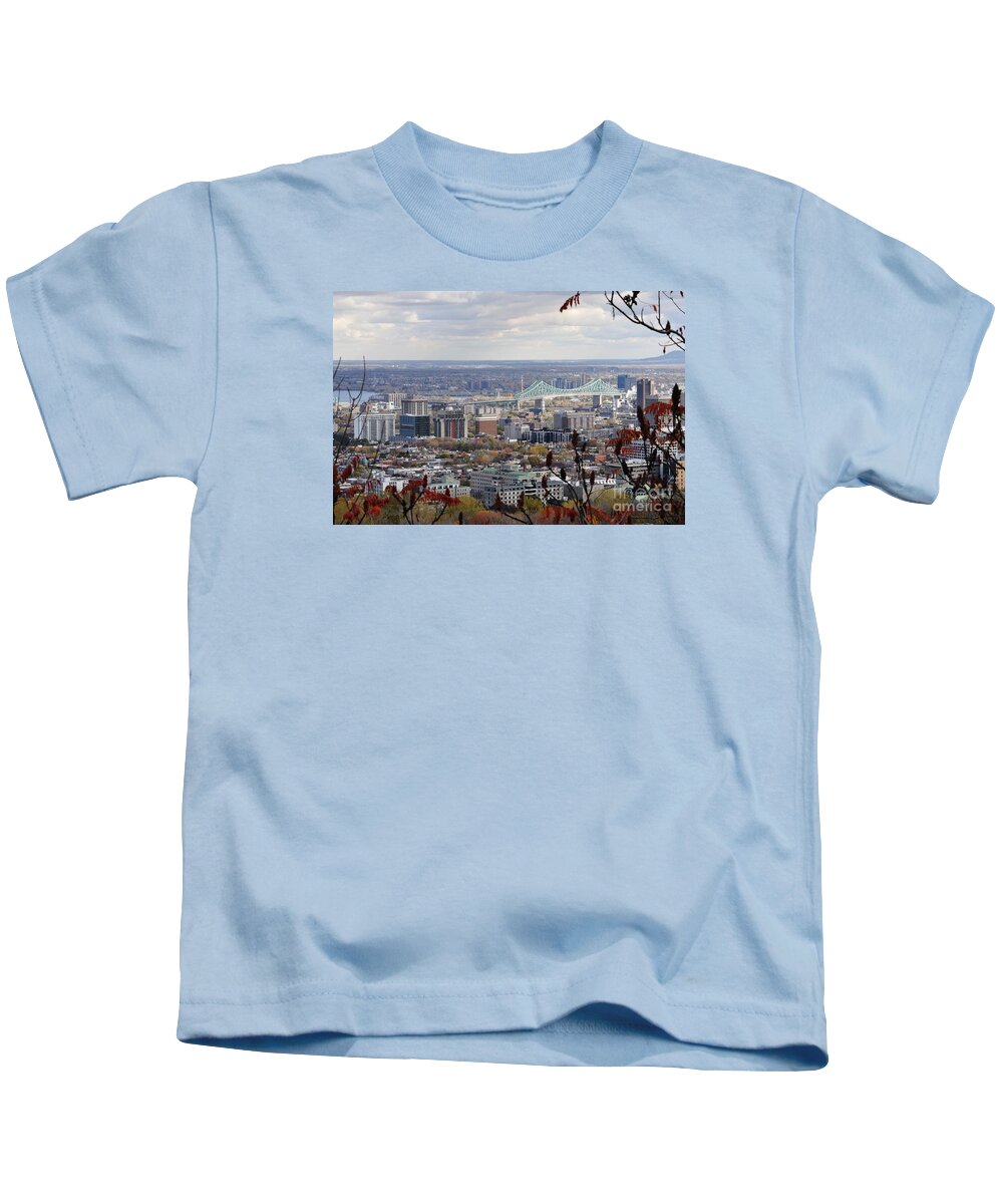 Montreal Kids T-Shirt featuring the photograph View of the Jacques Cartier Bridge by Reb Frost