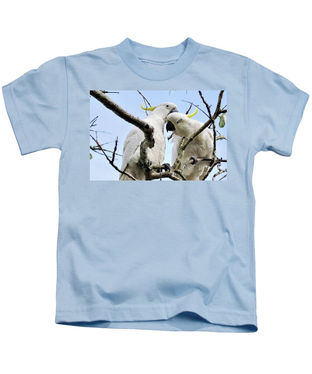White Cockatoos Kids T-Shirt featuring the photograph White Cockatoos by Kaye Menner