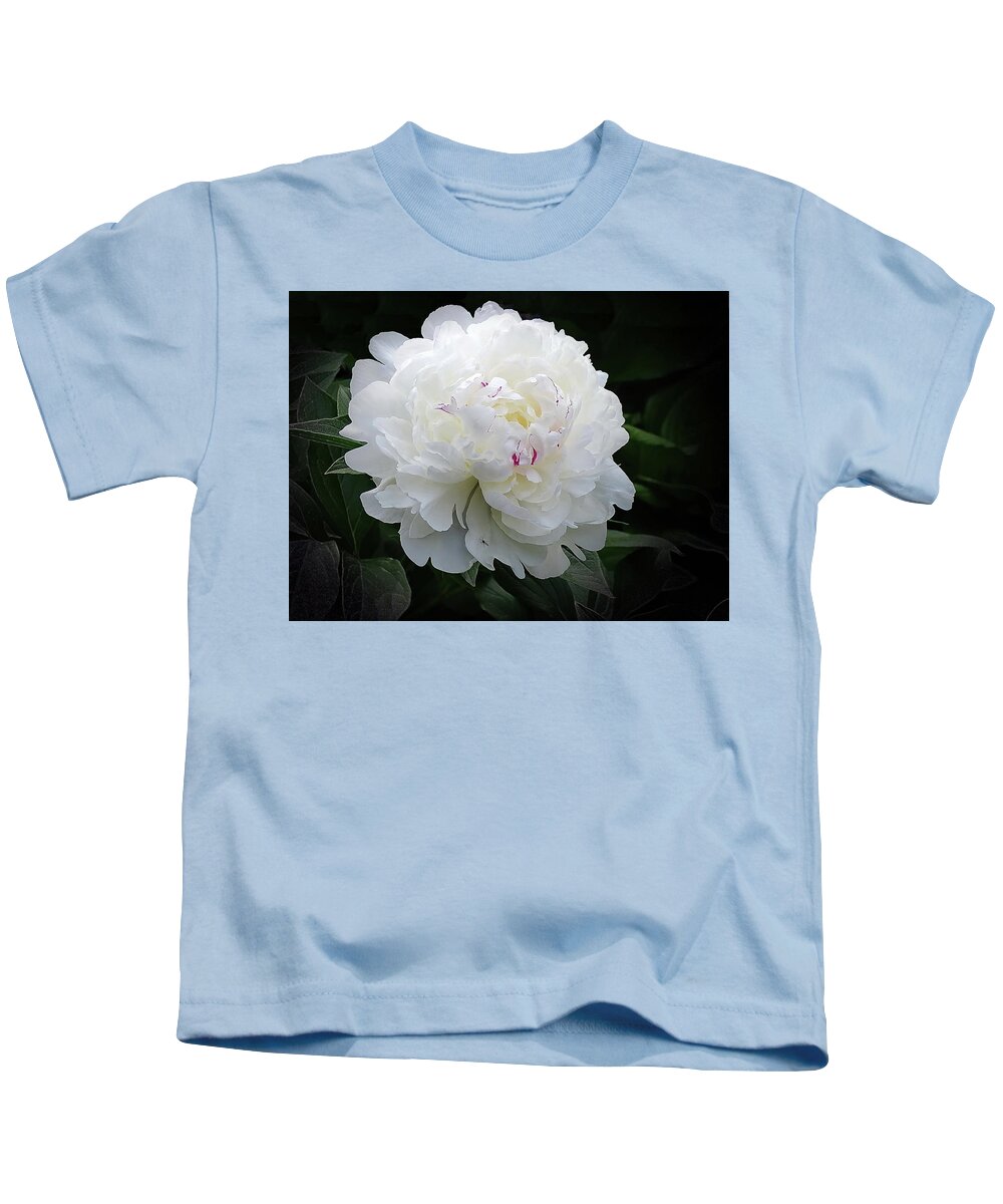 Peony Kids T-Shirt featuring the photograph White Wonder by Lyuba Filatova