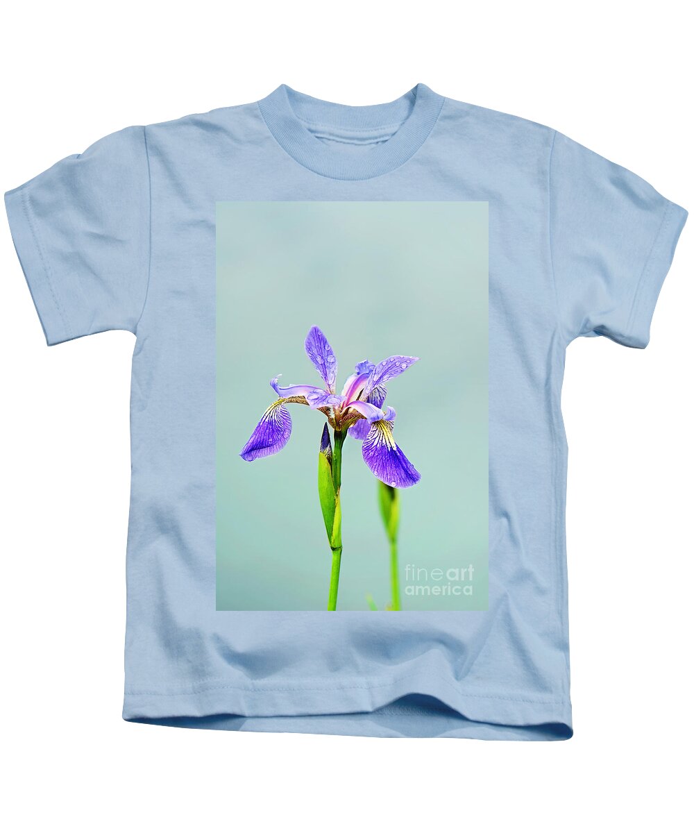 Wild Iris Photo Kids T-Shirt featuring the photograph Wild Purple Iris Print by Gwen Gibson