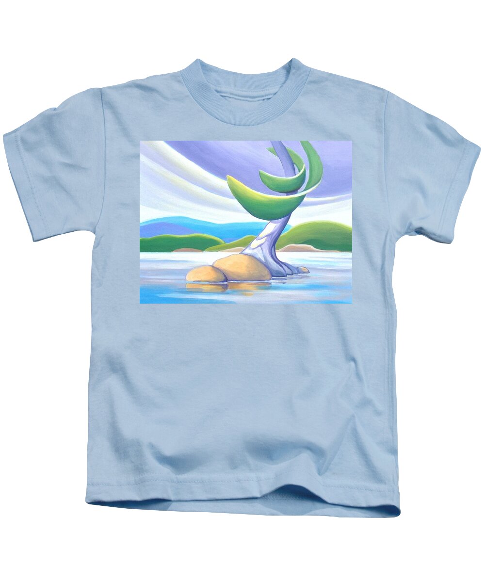 Group Of Seven Kids T-Shirt featuring the painting Windswept by Barbel Smith