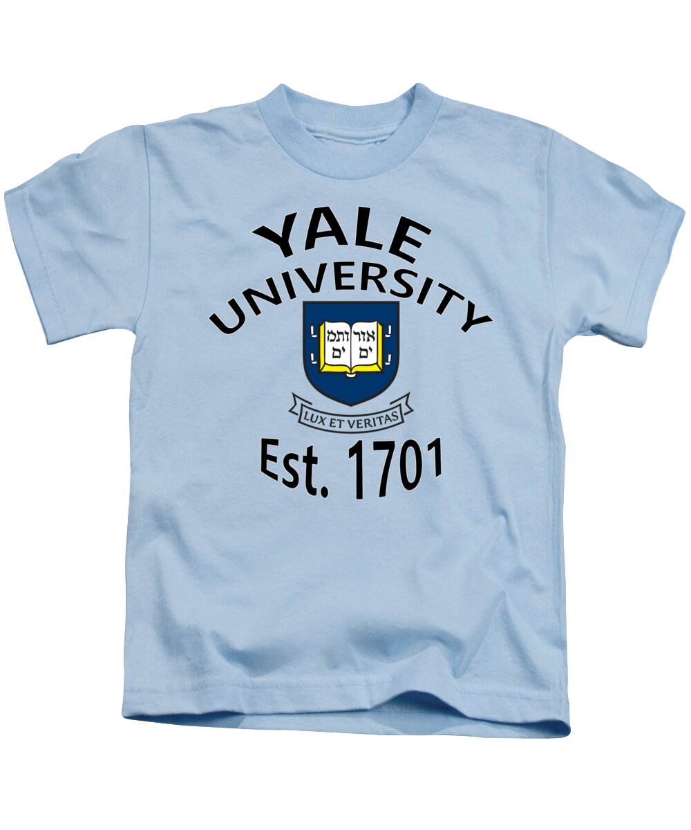 Yale University Kids T-Shirt featuring the digital art Yale University Est 1701 by Movie Poster Prints