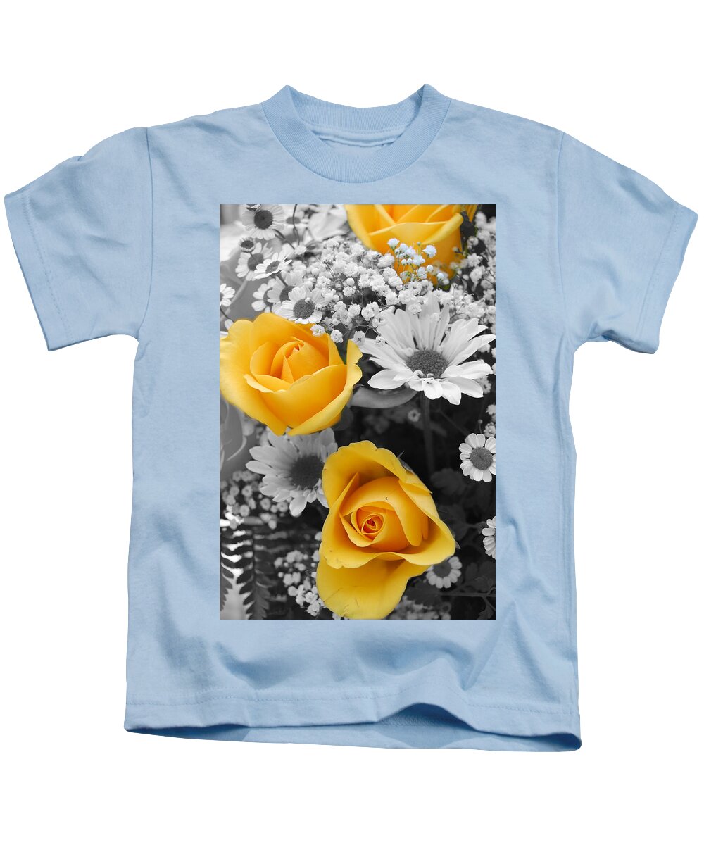 Rose Kids T-Shirt featuring the photograph Yellow Roses by Amy Fose