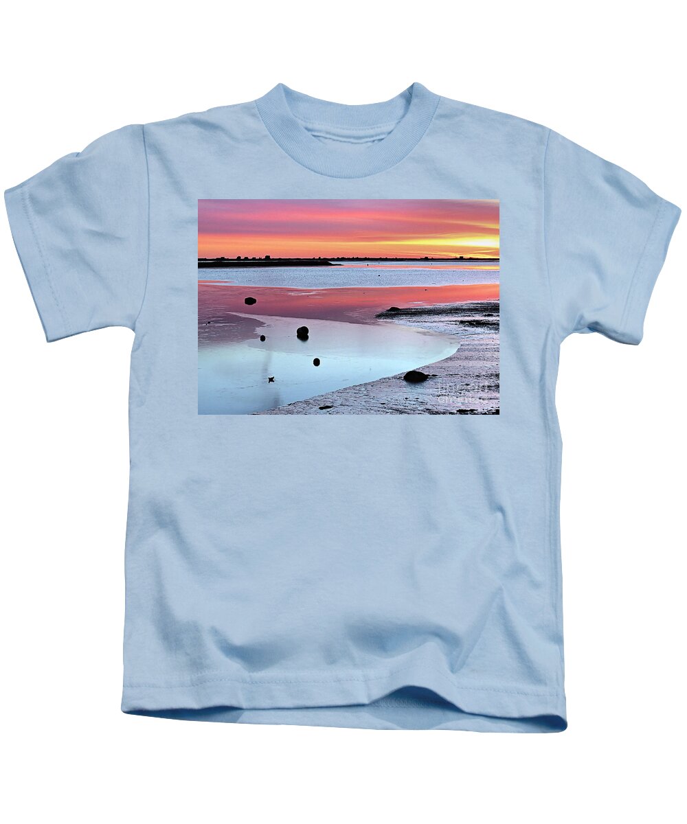 Zigzag Kids T-Shirt featuring the photograph Zigzag Reflections at Sunrise by Janice Drew
