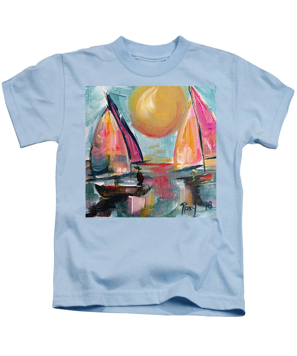Harbor Kids T-Shirt featuring the painting Sail away with me by Roxy Rich