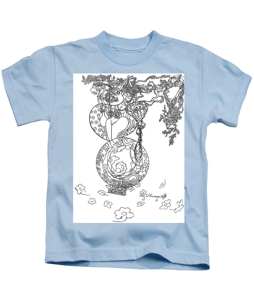  Kids T-Shirt featuring the drawing Untitled #1 by Judy Henninger