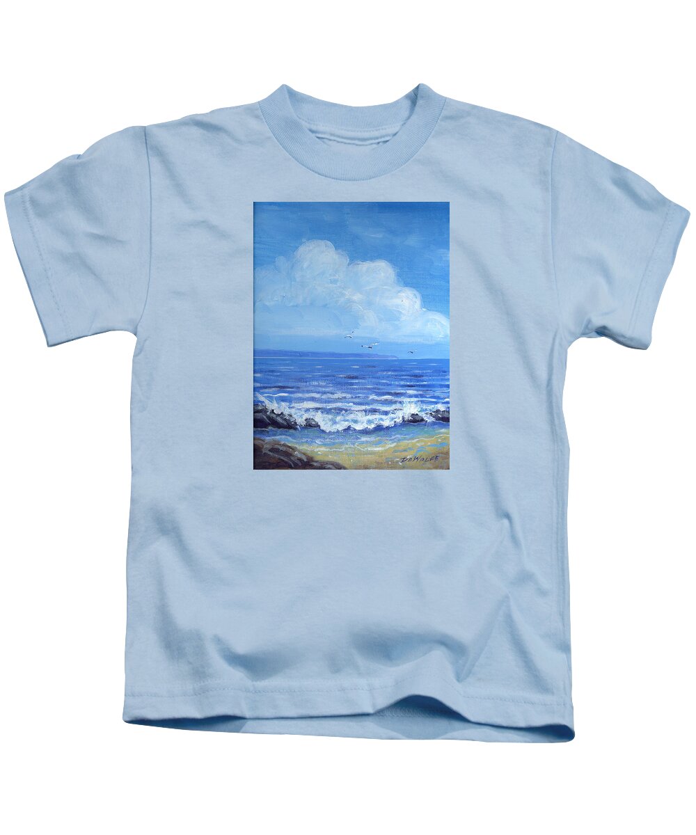 Blue Kids T-Shirt featuring the painting A Distant Shore by Richard De Wolfe